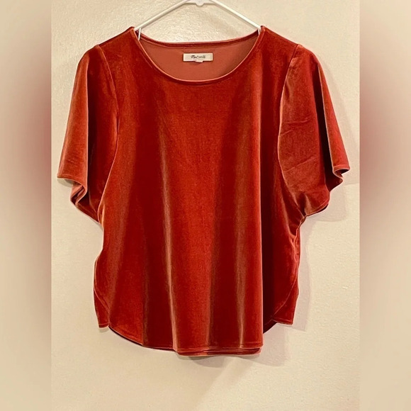 MADEWELL Velvet Butterfly Top in Dark Cinnabar - Picture 2 of 8